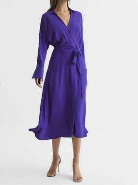 REISS Cecily Midi Shirt Dress | Purple | NWT